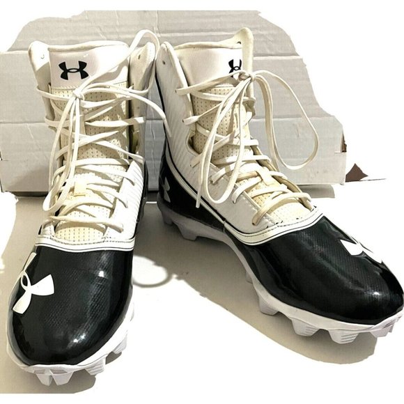 Under Armour Men's Size 10.5 black white HI top Highlight cleats Athletic Shoes - Picture 2 of 8